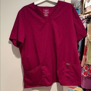 Cherokee Burgundy Scrub Top